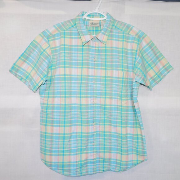 VTG Northern Reflections Womens L Short & Shirt Set Pastel Plaid 2 Piece - Picture 2 of 12